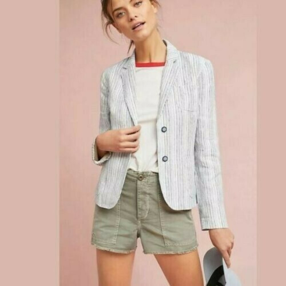 Anthropologie Cartonnier Linen Jacket Blazer